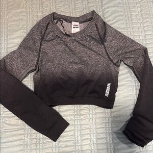 Gymshark Grey to Black Ombre Long Sleeve Crop Top